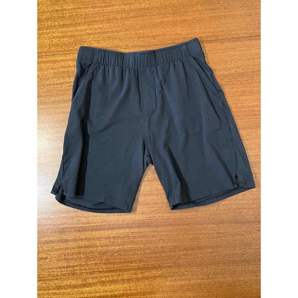 Pact Mens Organic Cotton Knit Lounge Shorts Black Size L Elastic Waist Pocket - Picture 3 of 12